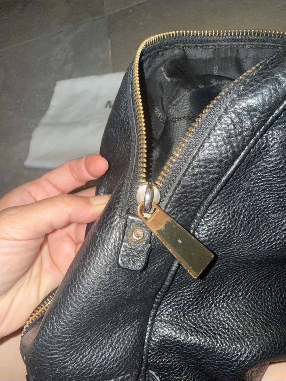 Michael Kors Black Leather Studded Backpack with Gold Hardware
